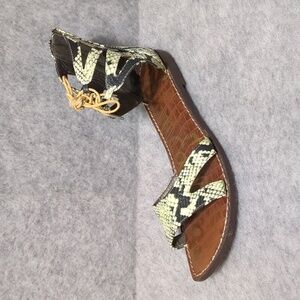 SAM EDELMAN Snakeprint GWENNA Gladiator Zip Back Fairy Goth Glam Sandals 8.5